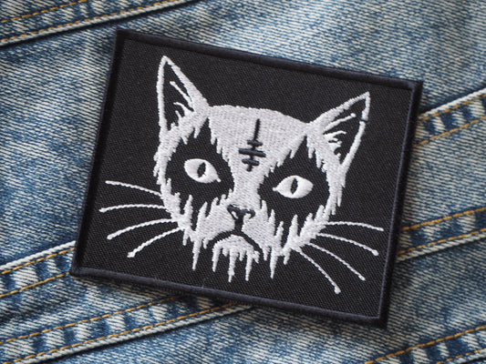 Black Metal Cat Embroidered Patch