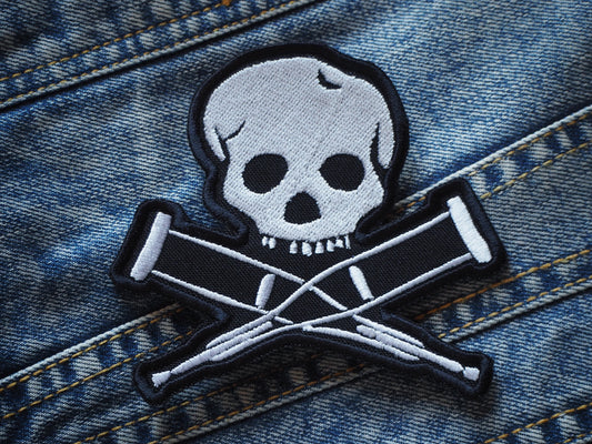 Skull & Krutches Embroidered Patch