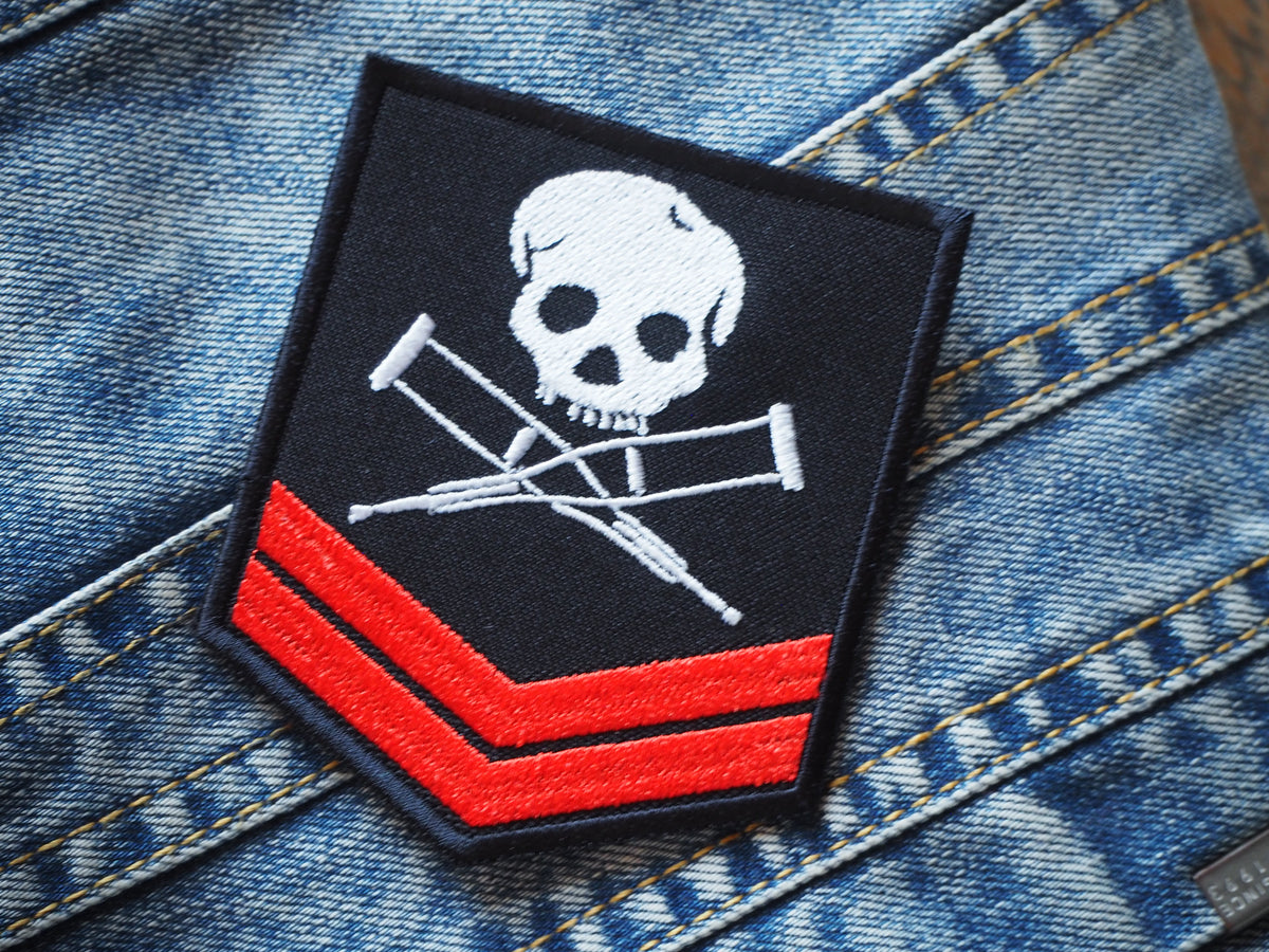 Skull & Krutches Embroidered Patch