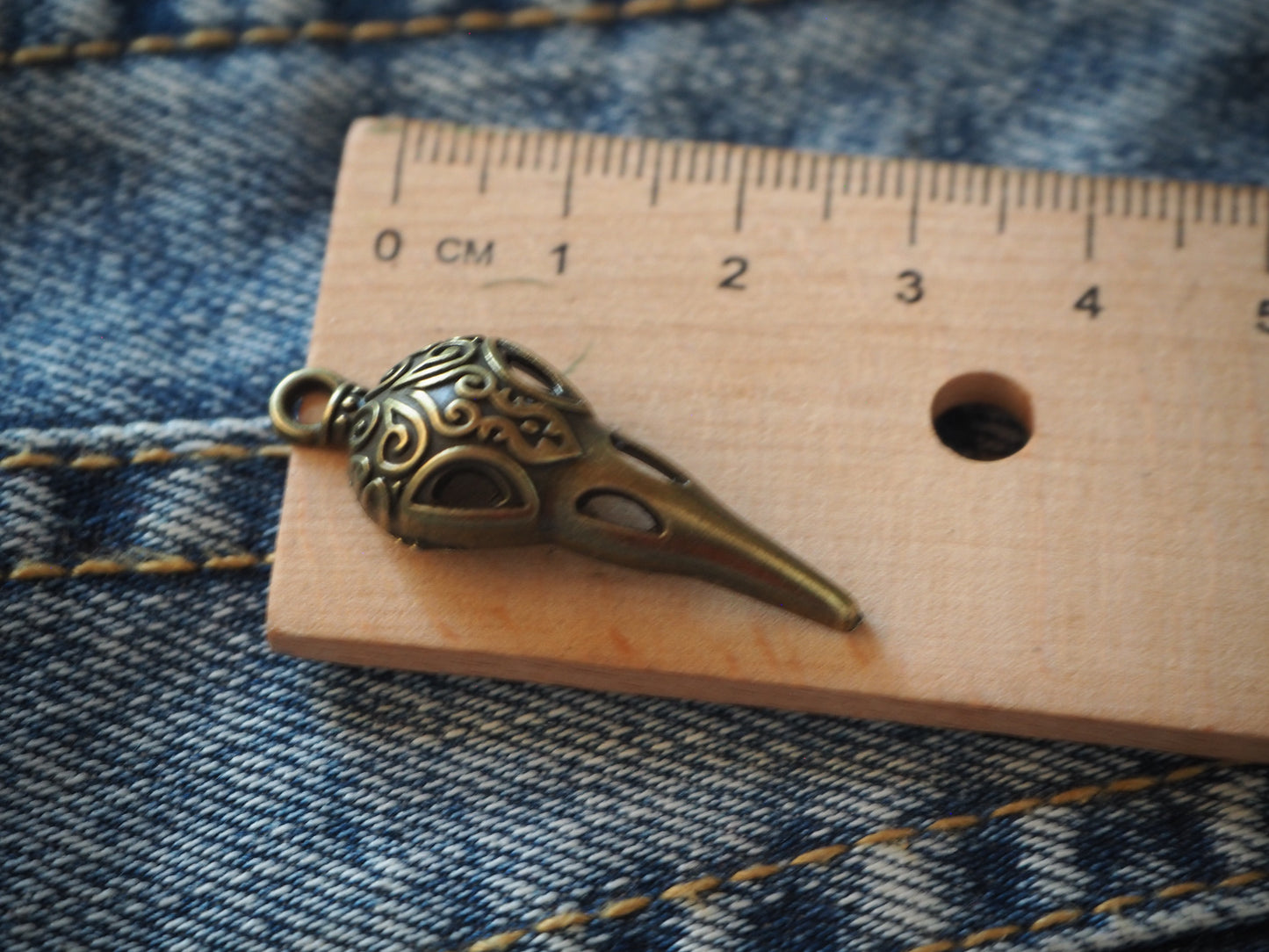 Raven Skull Metal Pendant