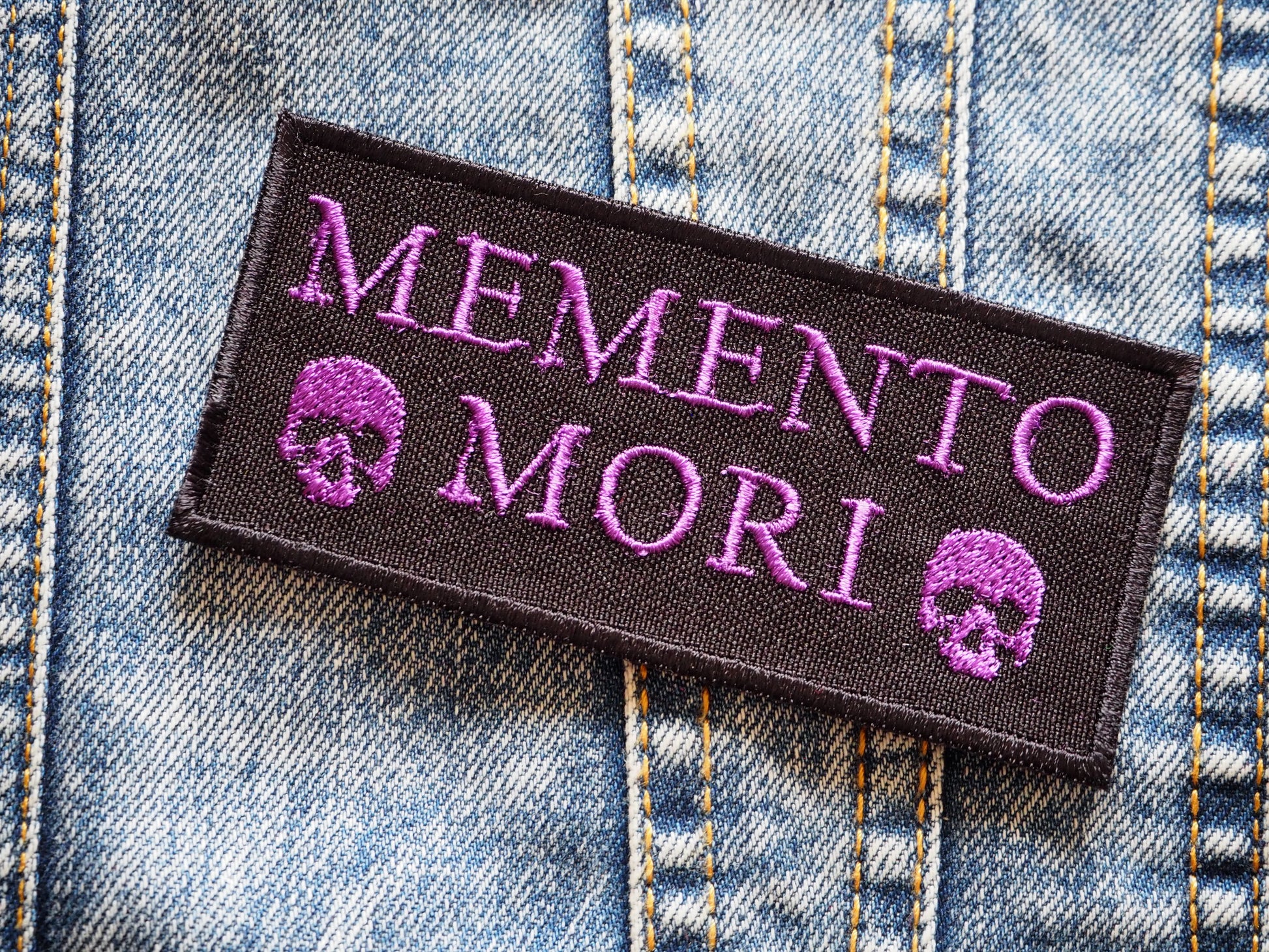 Memento Mori Embroidered Iron on Patch Skull Patch Mushrooms Sew