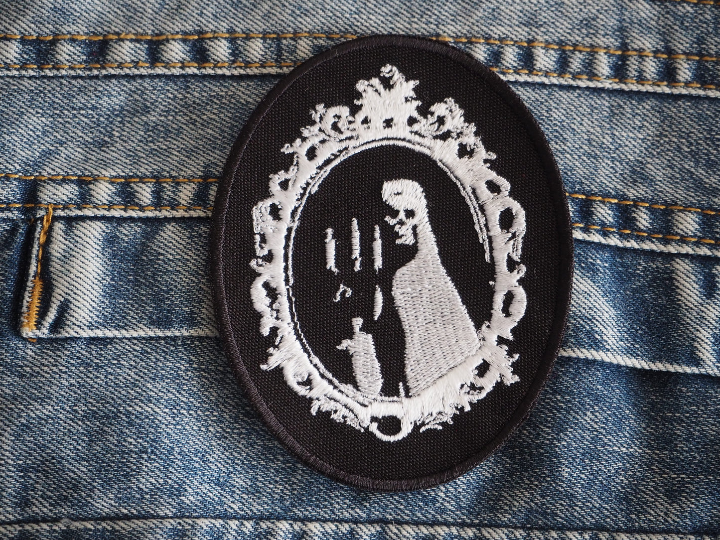 Ghost Mirror Horror Raw Black Metal Symbol Embroidered Patch