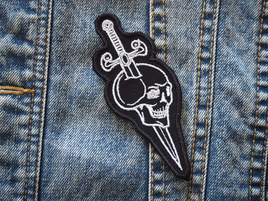 Skull & Sword Gothic Embroidered Patch