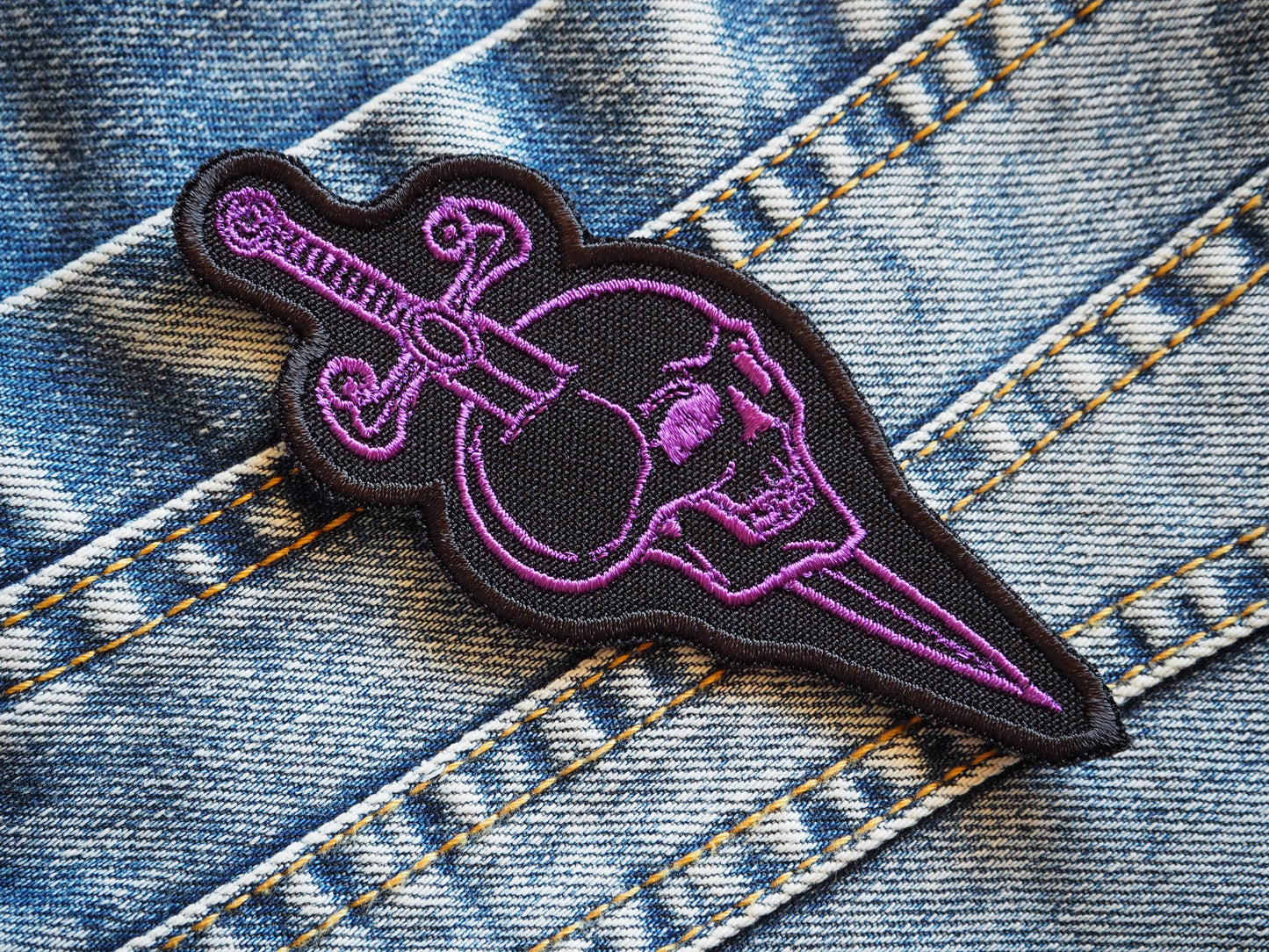 Skull & Sword Gothic Embroidered Patch