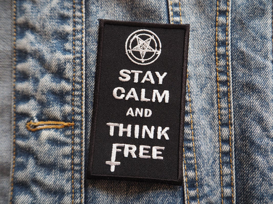 Stay Calm And Think Free Pentagram Embroidered Patch