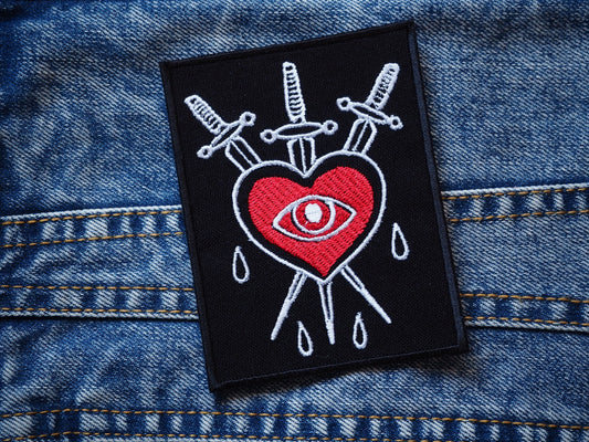 Heart and Swords Gothic Embroidered Patch