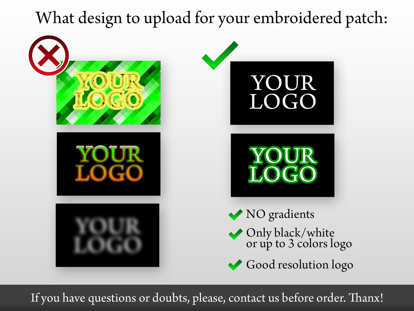 - SQUARE or RECTANGLE High Quality Embroidered Your Logo Design Custom Patch