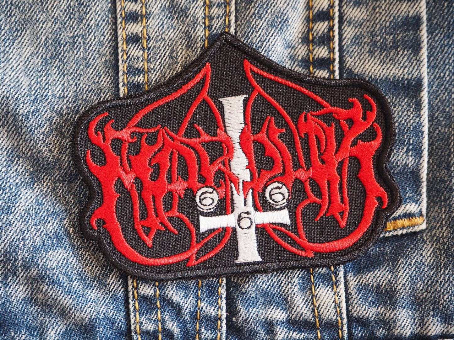 Marduk Inverted Cross Black Metal Embroidered Patch